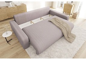 Jasnoróżowa sztruksowa rozkładana sofa ze schowkiem 234 cm Sara – Ropez