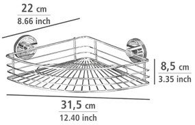 Narożna półka pod prysznic BARI Vacuum-Loc, metalowa, WENKO