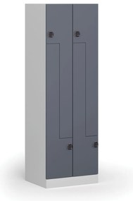 Szafka ubraniowa S1 Z, 4-drzwiowa, 1850 x 600 x 500 mm, demontaż, zamek kodowy, drzwi ciemnoszare