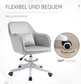 Vinsetto Fotel biurowy ergonomiczny z masażem i funkcją wibracji obrotowy aksamit szary | Aosom PL