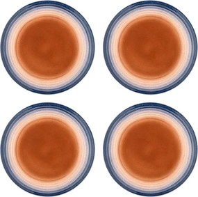 Niebieskie/pomarańczowe kamionkowe talerze zestaw 4 szt. deserowe ø 20,5 cm Tatum – Bloomingville