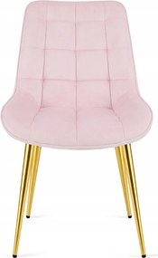 Różowe krzesło do kuchni BERA aksamitne ze złotymi nogami