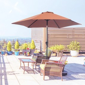 Outsunny Parasol Przegubowy Ogrodowy z Korbką Ręczną Kolor Kawowy Ø2,7x2,35m | Aosom PL