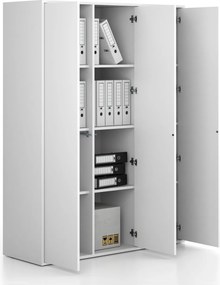 Szafka biurowa FRAME, 3x drzwi, 1299 x 450 x 1735 mm, PUSH-lock, biały