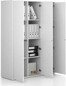 Szafka biurowa FRAME, 3x drzwi, 1299 x 450 x 1735 mm, PUSH-lock, biały