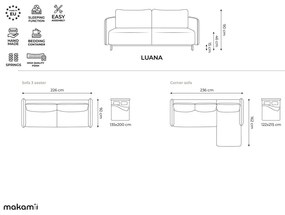 Niebieska rozkładana/ze schowkiem sofa 226 cm Luana – Makamii