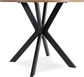 Zestaw Stół Okrągły LAUREN 80 cm Dąb Złoty/Czarny i 4 Krzesła PERU Brązowe