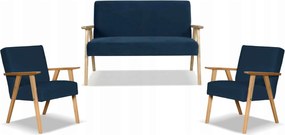 Zestaw mebli PRL retro SOLER sofa fotele Family Meble granat welur Hunter