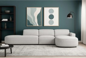 Narożnik modułowy CURSAL F prawostronny 364×166×70 cm jasno szary Raven 6 – zaokrąglone leżanki, wolnostojący