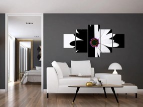 Obraz czarno - białego kwiatu (125x70 cm)