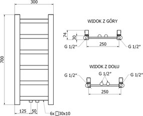 Mexen Bolt grzejnik łazienkowy 700 x 300 mm, 141 W, biały - W126-0700-300-00-20