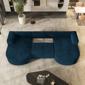 Masseno Narożnik VEZZO z funkcją spania i pojemnikiem na pościel Narozniki U, Rozkładana sofa - Niebieski, MONOLITH 77