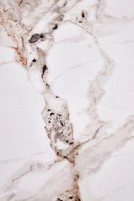 CARINA ława beżowy marmur / orzechowy średnica 80 cm, blat spiek, wys. 46