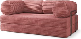 Masseno Sofa piankowa ALVIO z funkcją spania, Kanapa z pianki do salonu, Bezmontażowa, Tkanina sztruksowa – Pudrowy róż TILIA 62