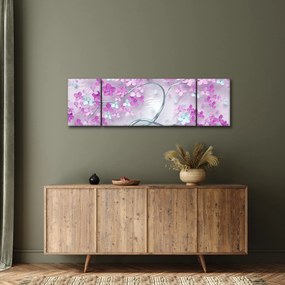 Obraz kwiatów na srebrnej łodydze - abstrakcja (170x50 cm)