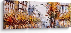 Obraz - Ulica w Paryżu (z zegarem) (90x30 cm)