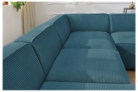 Ciemnoniebieski sztruksowy narożnik modułowy (prawostronny/w kształcie litery U) Megeve – Bobochic Paris