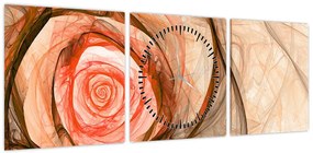 Obraz - Róża w artystycznym duchu (z zegarem) (90x30 cm)