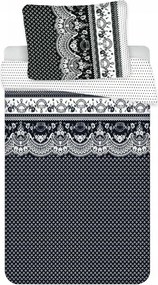 PrzytulneMieszkanie.pl PrzytulneMieszkanie.pl Pościel bawełniana na 2 łóżka CANZONE BLACK, czarne Rozmiar pościeli: 2 szt 70 x 90 cm | 2 szt 140 x 200 cm