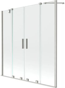 Mexen Velar Duo parawan nawannowy 2-skrzydłowy rozsuwany 160 x 150 cm, transparent, nikiel szczotkowany - 896-160-000-02-97