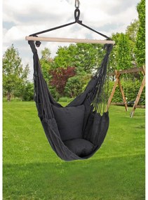 Czarny tapicerowany wiszący fotel ogrodowy Tobago – Garden Pleasure