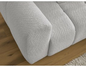 Jasnoszary rozkładany/ze schowkiem narożnik z materiału bouclé (prawostronny/z szezlongiem) Roxelane – Bobochic Paris