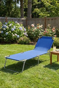 Składany leżak ogrodowy niebieski A9-P54
