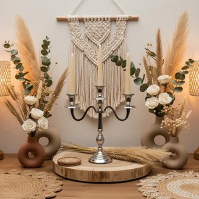 Świecznik trójramienny, srebrny, 30 cm