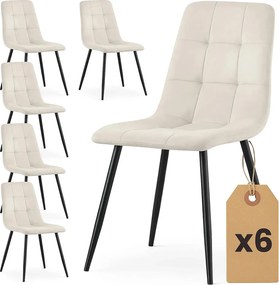 Zestaw 6 kremowych krzeseł tapicerowanych P8-H92