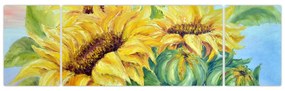 Obraz kwitnących słoneczników (170x50 cm)
