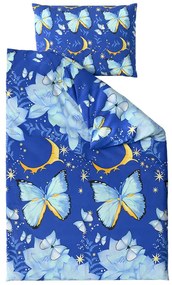 PrzytulneMieszkanie.pl PrzytulneMieszkanie.pl Bawełniana pościel BLUE BUTTERFLY ciemnoniebieska Rozmiar pościeli: 70 x 90 cm | 140 x 200 cm
