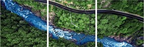 Obraz - Rzeka między górami, Kaukaz, Rosja (z zegarem) (90x30 cm)
