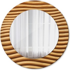 Lustro dekoracyjne okrągłe Drewniana fala