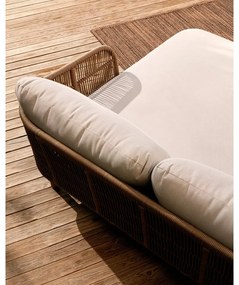 Kremowy/w naturalnym kolorze dwuosobowy drewniany leżak ogrodowy Catalina – Kave Home
