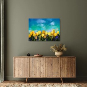 Obraz na szkle żółtych tulipanów (70x50 cm)