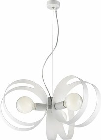 Lampa wisząca Peter z lakierowanego na biało żelaza z ciętymi laserowo paskami i regulowanym stalowym kablem, 3 światła, 130 Ø48 BL306-3-BCO