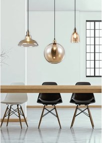 Metalowa lampa wisząca w kolorze mosiądzu ze szklanym kloszem ø 28 cm Aldo – Reality