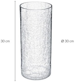 Wazon szklany, efekt mrożonego szkła, 30 cm