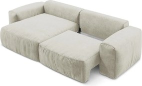 Beżowy rozkładany narożnik z tkaniny szenilowej (lewostronny/z szezlongiem) Kuki – Makamii