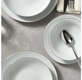 Zestaw obiadowy 8 elementów biały/srebrny/porcelana
