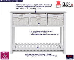 Biała komoda z koszami do przedpokoju - Garmi