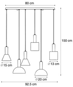 Nowoczesna lampa wisząca czarna 6-punktowa - Biles Nowoczesny Oswietlenie wewnetrzne