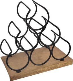 Drewniany/metalowy stojak na wino liczba butelek 6 Black – Orion