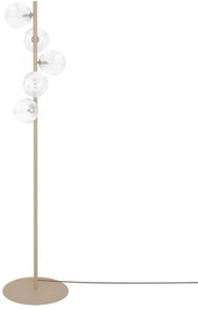 Beżowa lampa podłogowa Tesoro z 5 kulistymi kloszami