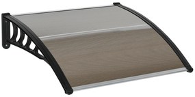 Outsunny Zadaszenie Drzwi, Ochrona przed Deszczem, Wiatrem i Gradem, Poliwęglan, Aluminium, 103 x 96,5 x 27 cm, Brązowy