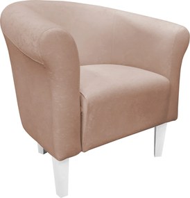 Fotel Milo tkanina Mikrofaza stylowy fotel do salonu i sypialni : Kolor nogi - Biała, Kolor tkaniny - 2 MIKROFAZA, Wysokość nogi - 20 cm