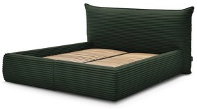Ciemnozielone tapicerowane łóżko dwuosobowe ze schowkiem i stelażem 180x200 cm Jade – Bobochic Paris