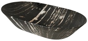 Umywalka ceramiczna nablatowa marmurowa owalna czarna 60 x 42 cm MARMO black matt