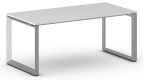 Biurko PRIMO INSPIRE, 180x90 cm, szaro-srebrna podstawa, biały