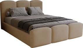 Łóżko dwuosobowe 180x200 cm Capri - pojemnik, stelaż drewniany - welur, jasny brąz (Magic Velvet 2206)